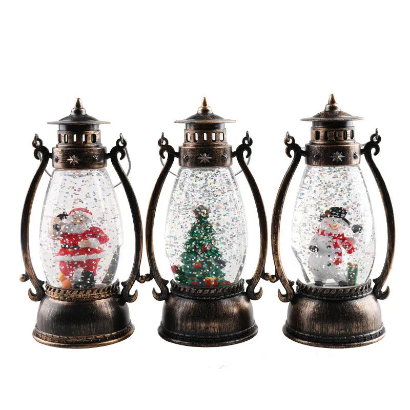 Crystal ball LED oil lamp Christmas decoration in snowman or elderly figure style