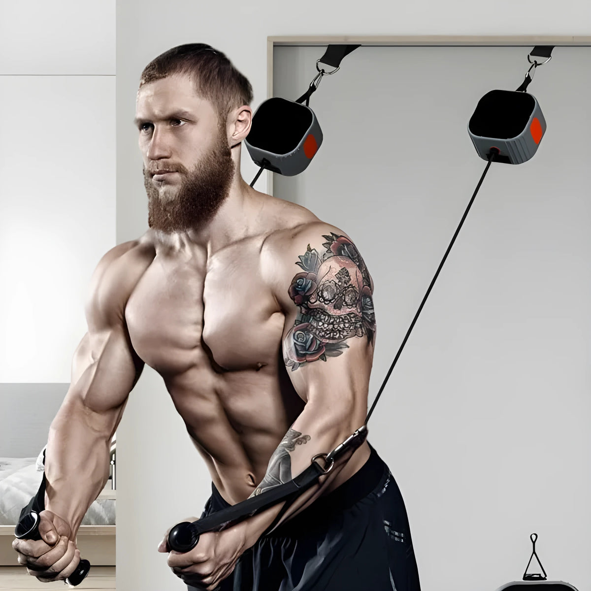 Blue grey fitness tensioner with adjustable 2-20kg resistance for full body training