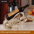 Lobster-shaped wine rack ornament in European style design with silver or rose gold finish