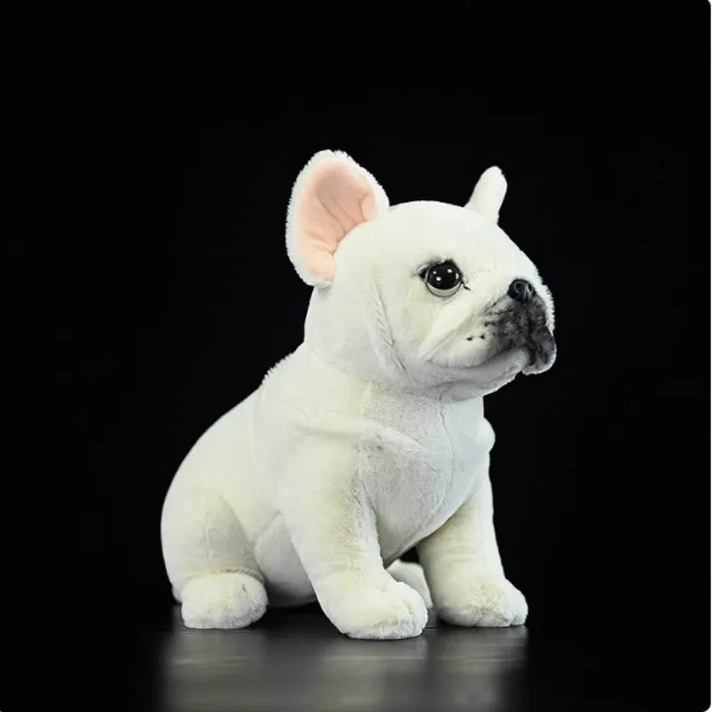 Cream French dog plush toy 23cm with plush fabric and PP cotton filling, unisex stuffed animal doll