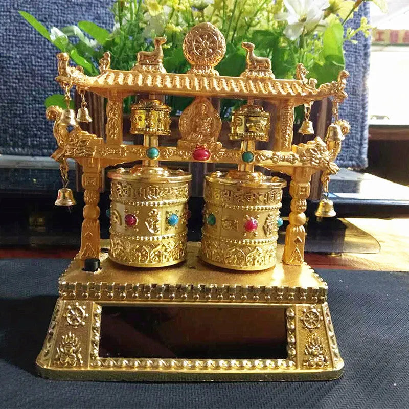 Car electric alloy prayer wheel decorative accessory with traditional Chinese style and rotary wheel