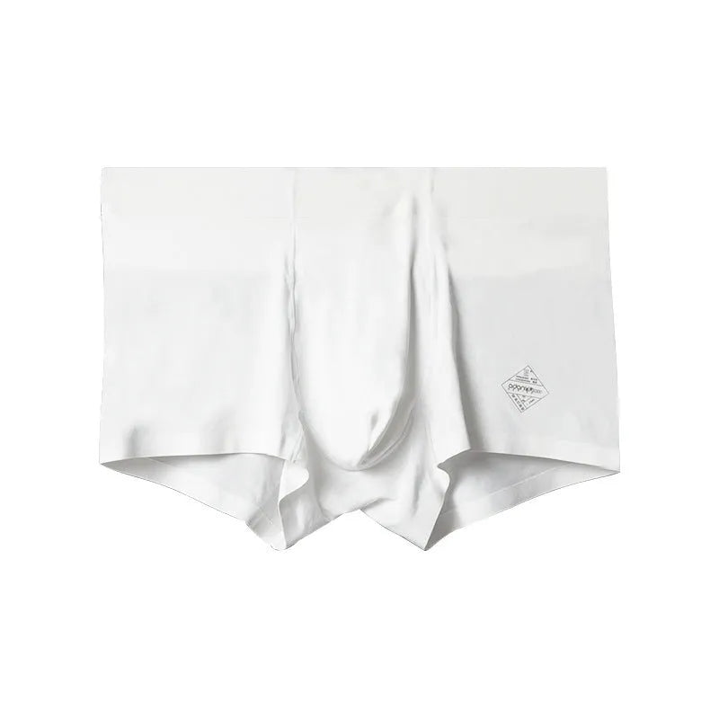 Men's seamless modal underwear in mid-waist style showing white, pink, and green colour options