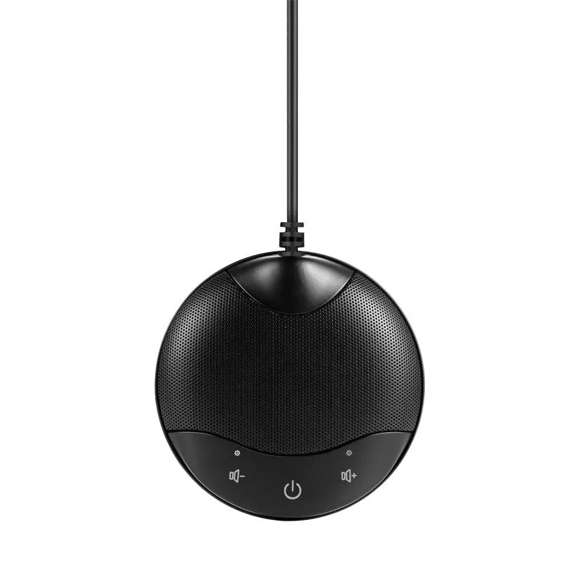 Black square USB condenser microphone for conference calls and gaming voice chat