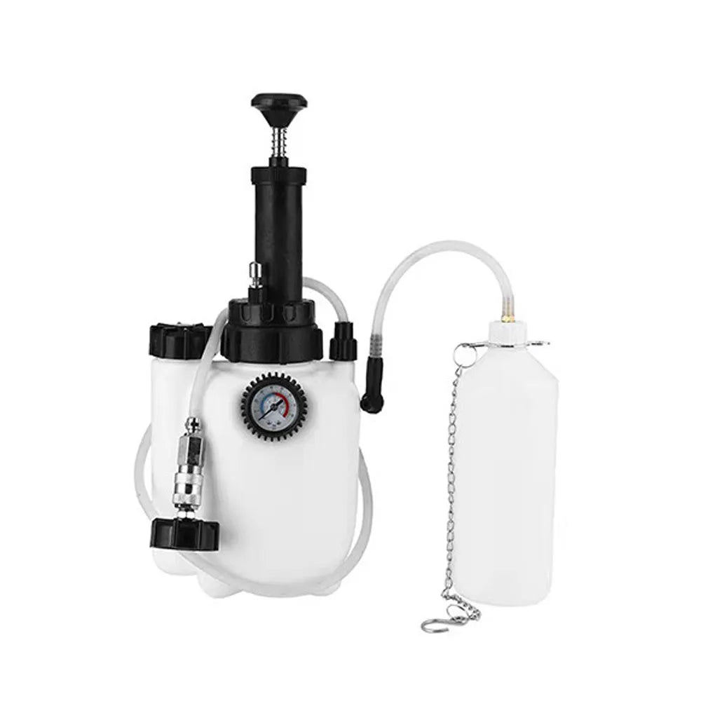 White plastic 3 litre brake oil tank replacement tool with copper piping