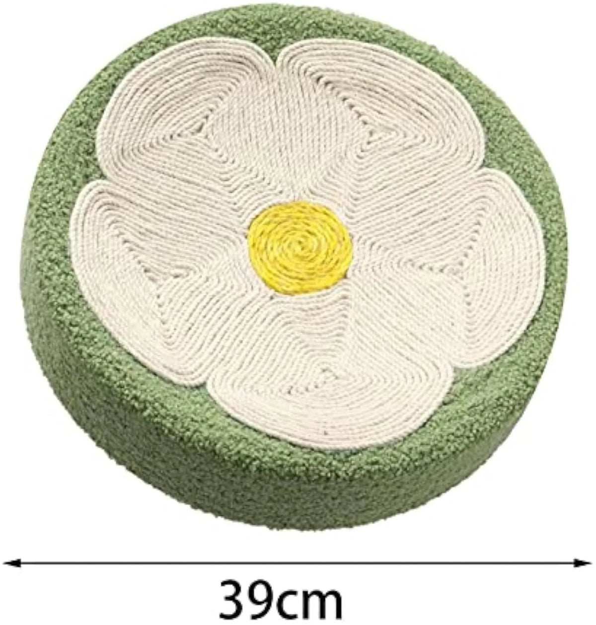 Green sisal cat scratcher bowl lounge bed with round deep bowl shape measuring 39cm diameter