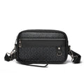 Men's geometric pattern shoulder messenger bag in PU leather with large capacity and horizontal design