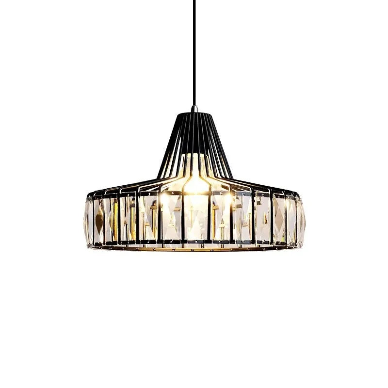 Small gold crystal LED droplight iron chandelier 220V bedroom bedside lamp