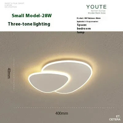 White triangle ceiling lamp for bedroom, 40cm or 50cm, 111V to 240V household ceiling light