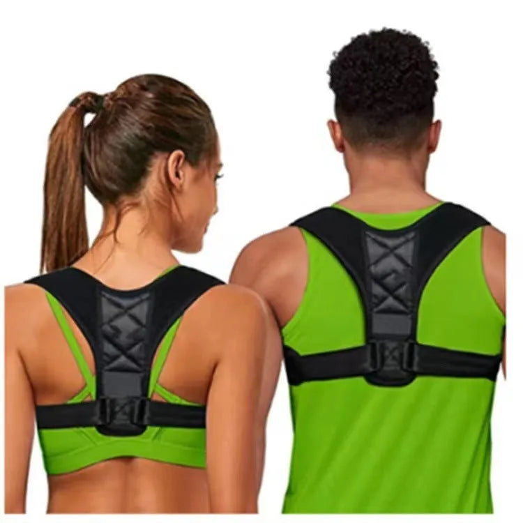 Adjustable posture correction back band with shoulder straps in nylon material