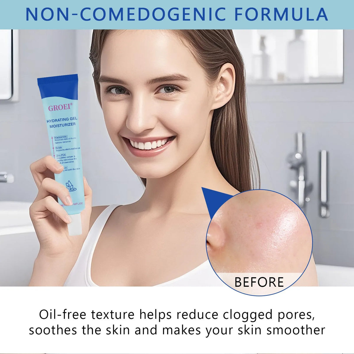 50ml airless pump bottle of hyaluronic acid hydrating facial moisturising gel