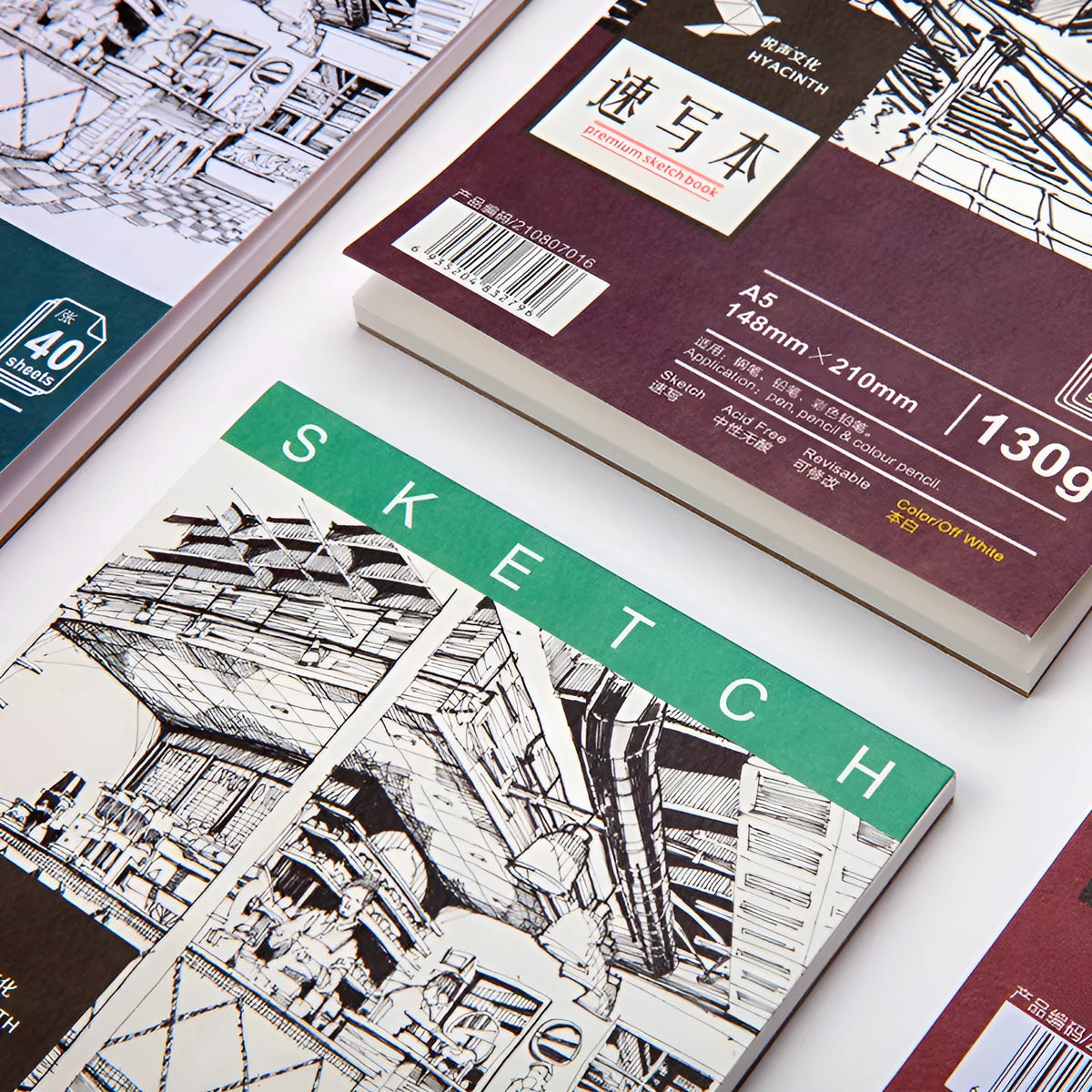 A4 artist sketch book with coil or glue binding in multiple paper weight options for drawing
