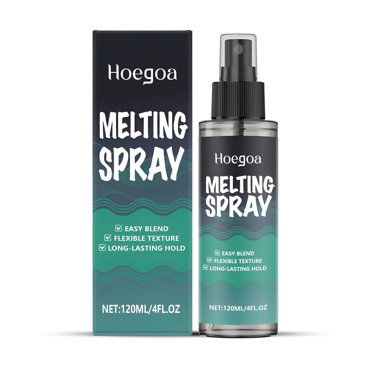 120ml melting spray gel hair styling product in container with water-based flexible hold formula