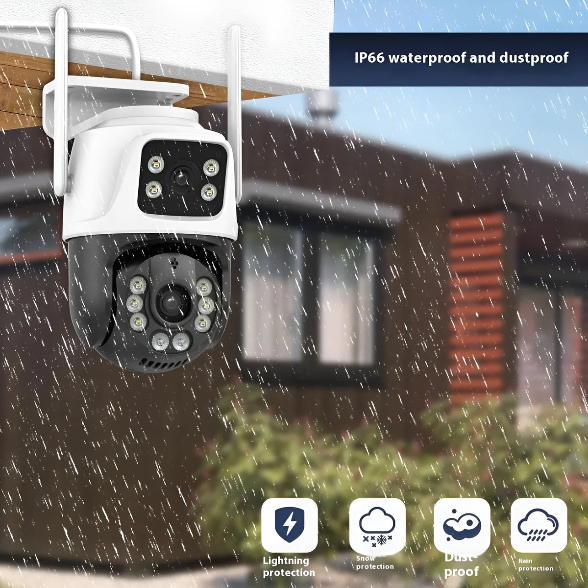 Outdoor wireless surveillance camera with dual-screen monitoring capability for home security