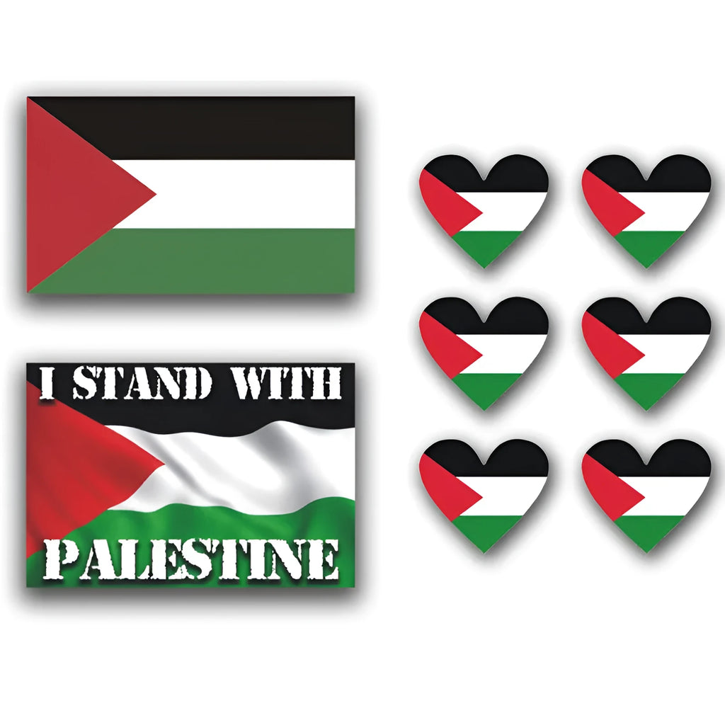 Palestinian flag car decal sticker on vehicle window showing three design options