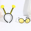 Yellow bees costume headband and glasses dress up accessories set on mannequin