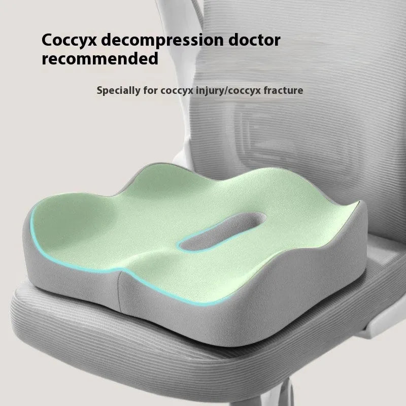 Office seat cushion with memory foam filling for waist support in various solid colour options