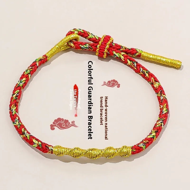 Adjustable eight-strand woven hand strap in zodiac colour theme with flexible wire core construction