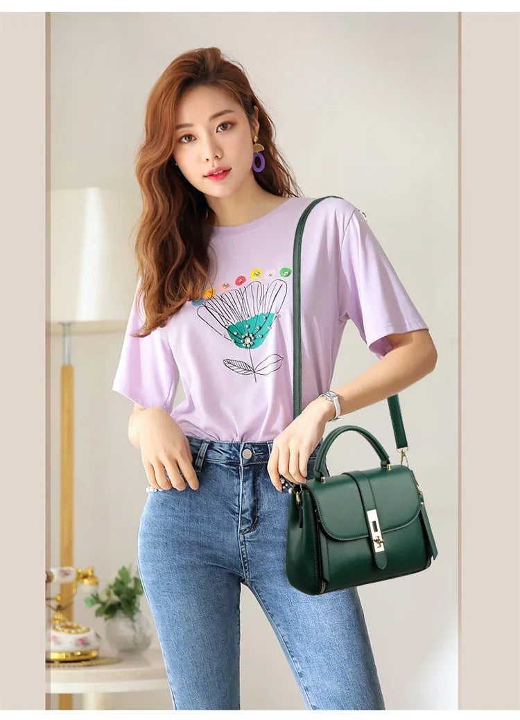 Women's soft PU leather shoulder bag in square vertical messenger style with single strap