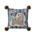 Printed cartoon anime cushion on sofa in blue, brown or white with cute animal design