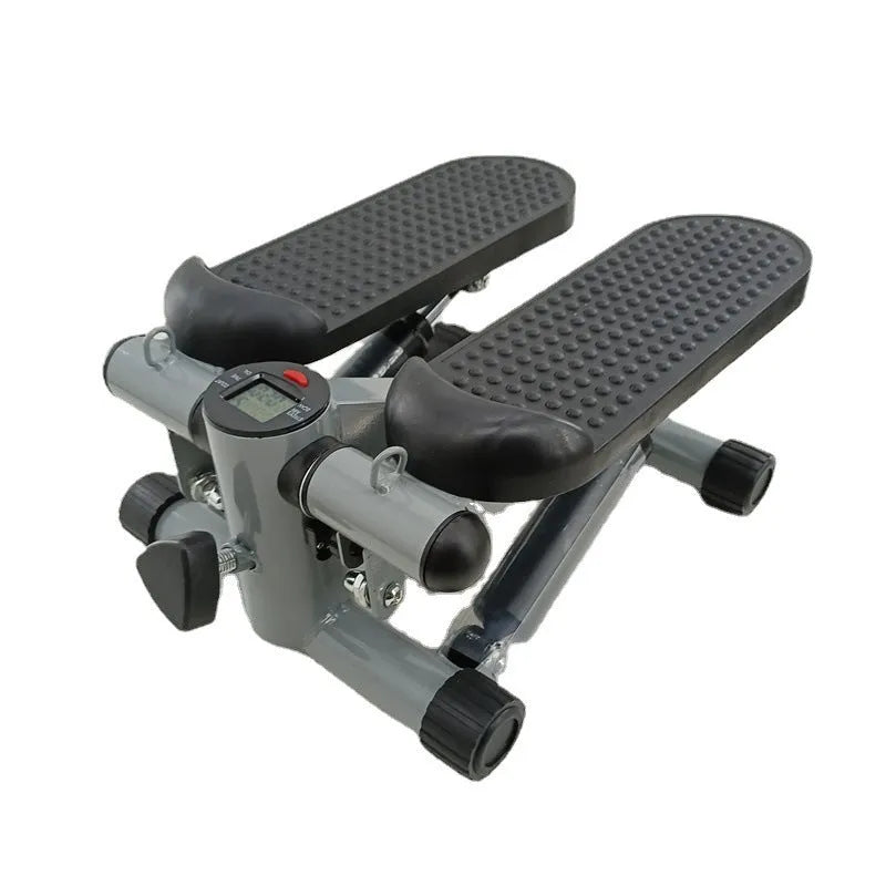 Silver grey household mini treadmill pedal machine with hydraulic resistance for waist slimming exercises