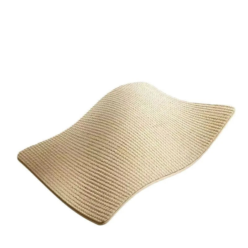 Natural beige sisal cat scratch board with woven texture for claw scratching