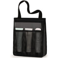 Large black and pink swimming gym bag with a mesh pocket and wet dry separation pouch.