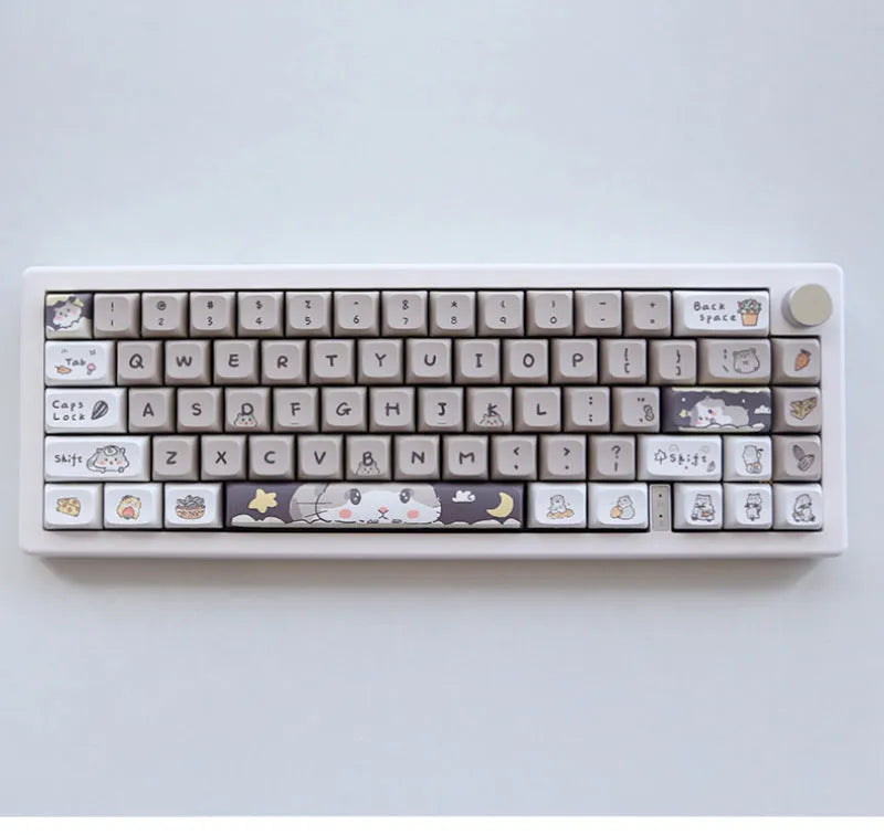 Set of plastic keycaps for mechanical keyboards in mouse grey and yellow colours