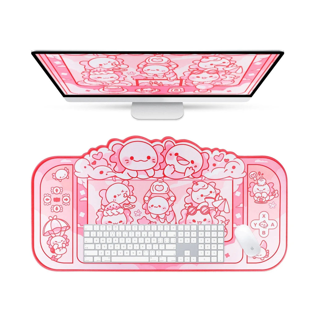 Hexagonal dragon crane machine pattern on 75x40cm cloth gaming mouse pad with wrist support