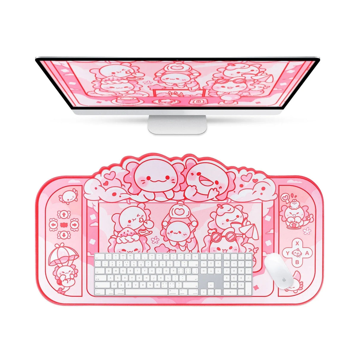 Hexagonal dragon crane machine pattern on 75x40cm cloth gaming mouse pad with wrist support