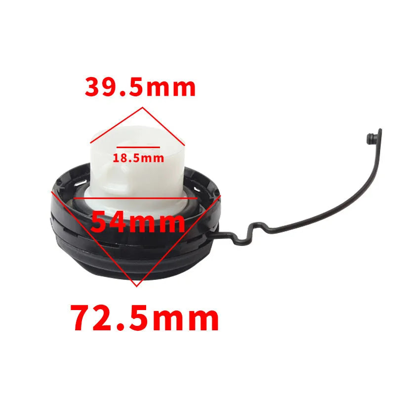 Black plastic Toyota snap-type fuel tank cap replacement part