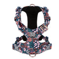 Pure cotton dog chest strap harness in a floral pattern colour, showing the pull-resistant design.