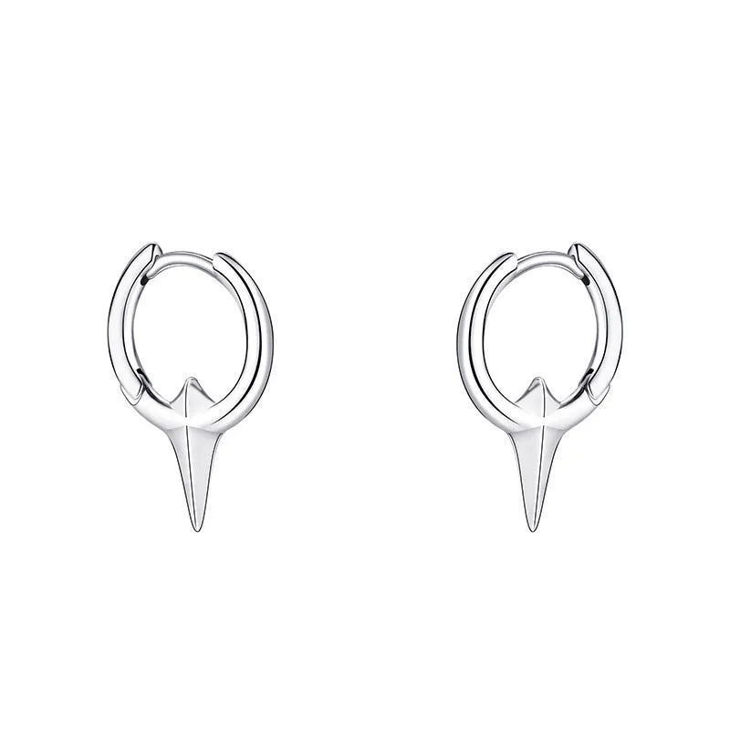 Geometric star shape clip earrings with white gold plating for non-pierced wear