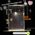 DIY snowy night light kit components for assembling a winter scene desktop decor with LED lights.