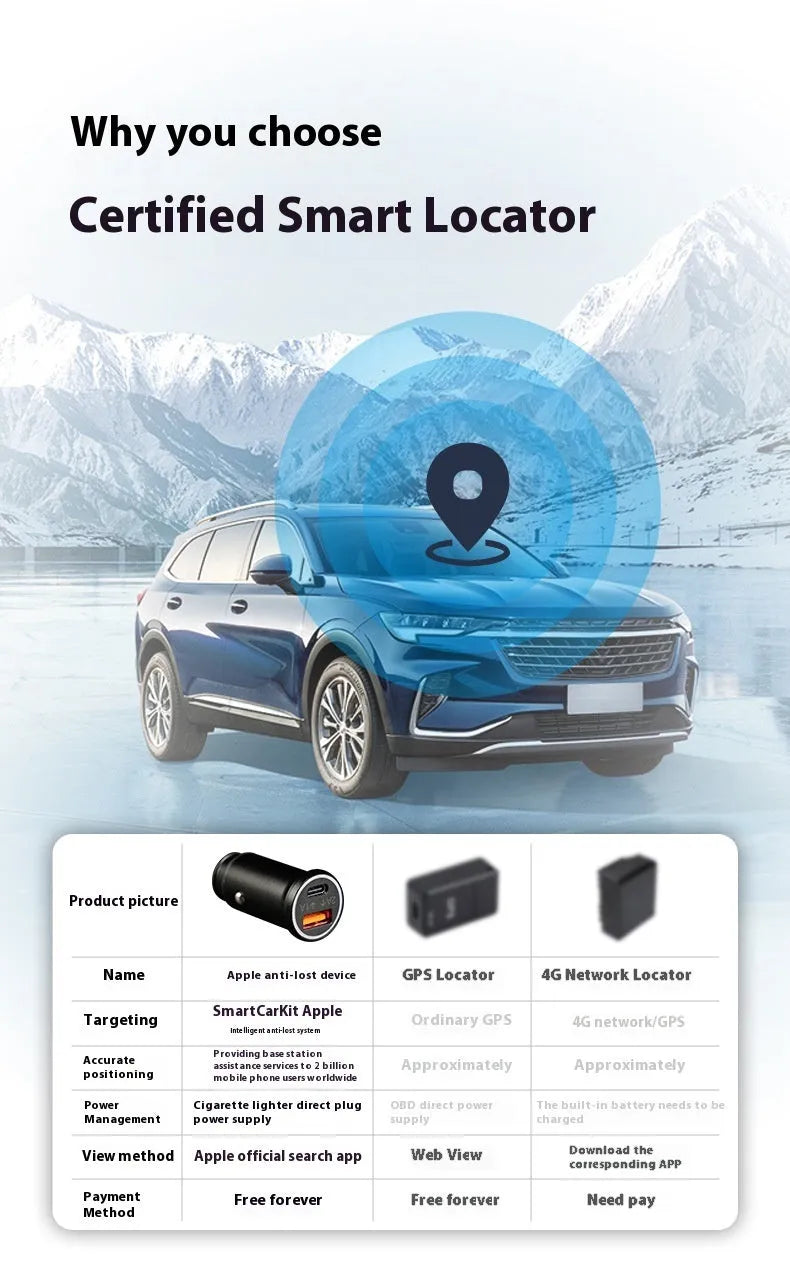 Black car GPS locator tracking device with charger installation for vehicle security