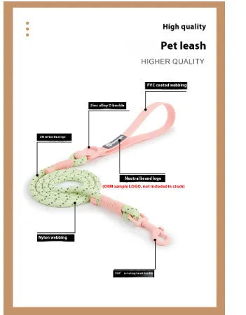 Solid colour PVC dog leash hand holding rope in dark red purple yellow or taoyao green