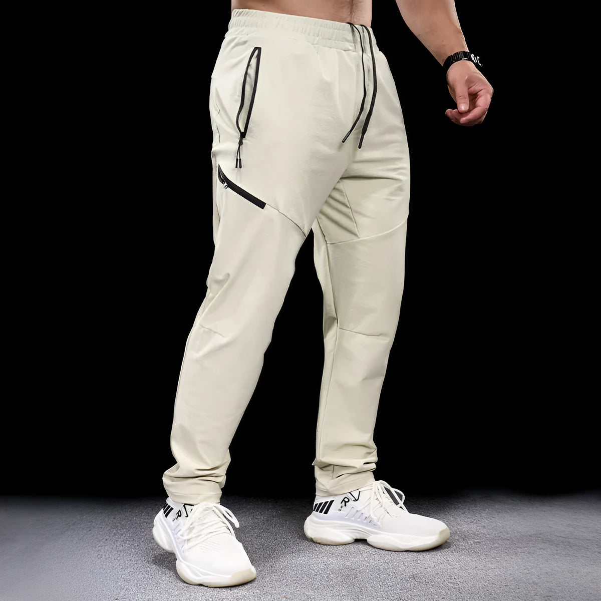 Men's waterproof quick-drying exercise trousers in nylon fabric for sports and fitness