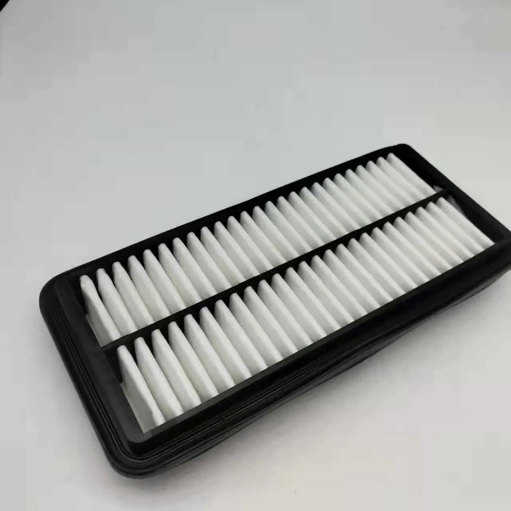 Black automotive air filter for Modern cars with dimensions 256mm by 113mm by 40mm