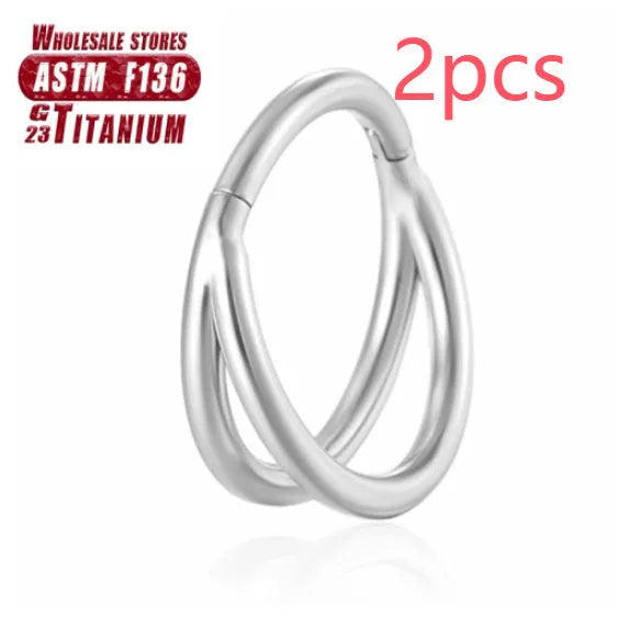 Titanium alloy fork nose ring body jewellery in silver, gold, black, rose gold and colourful finishes.