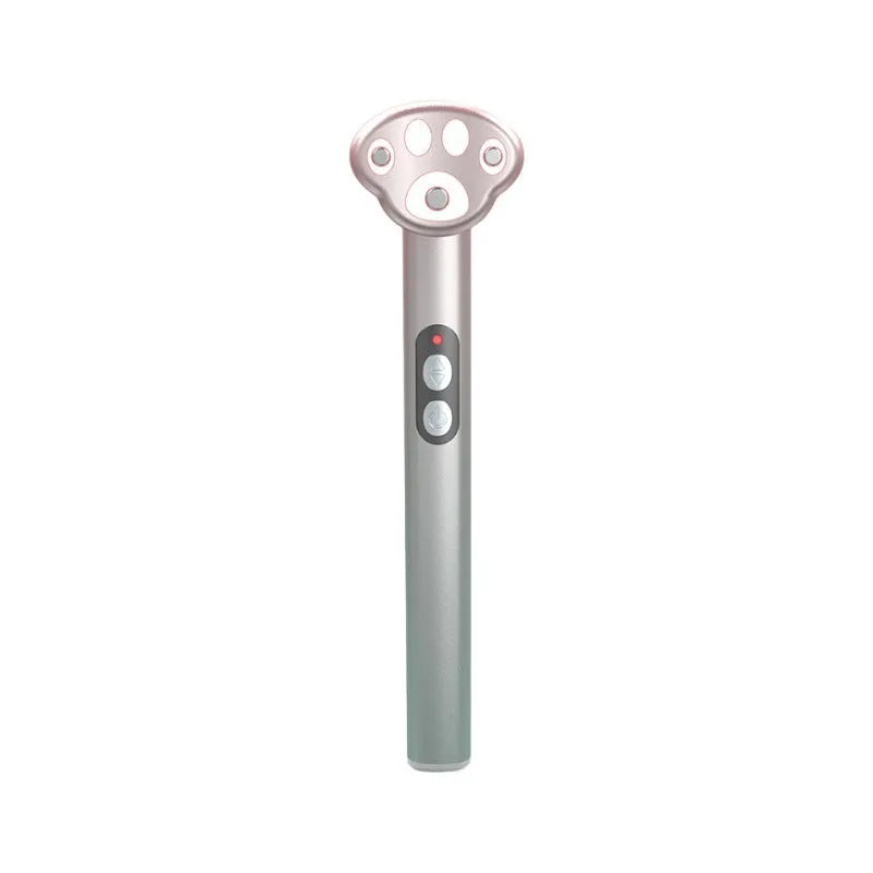 Gradually varied pink gradient eye massager with micro-current vibration and colour light therapy functions