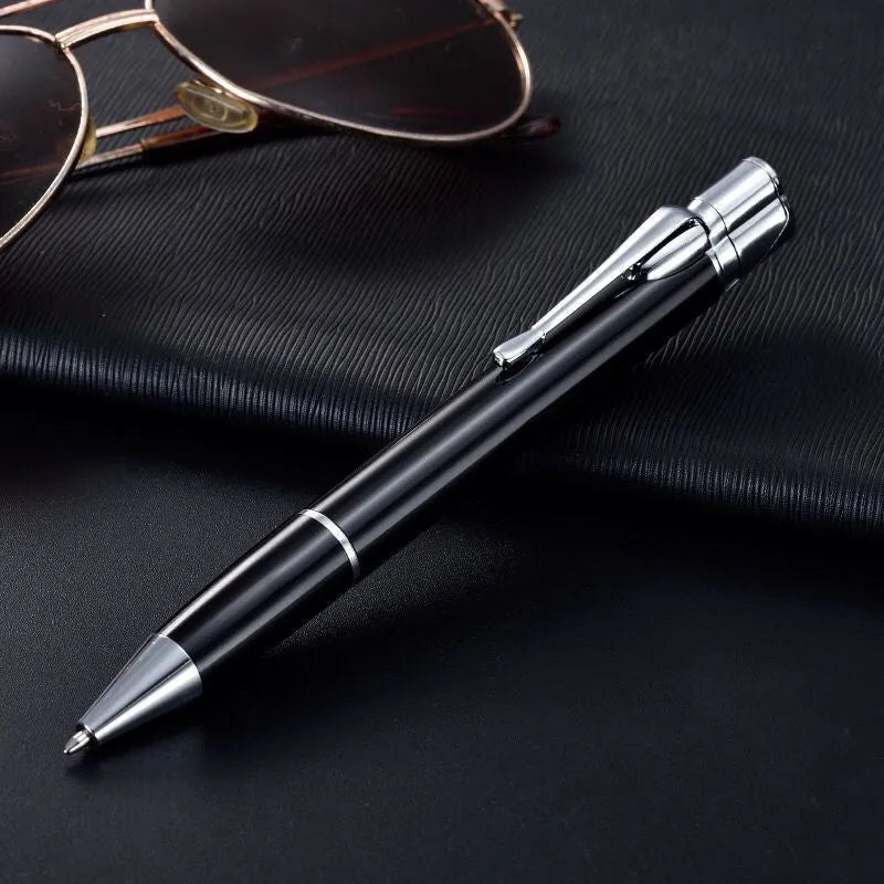 Slim metal windproof pen lighter with key chain in assorted colours