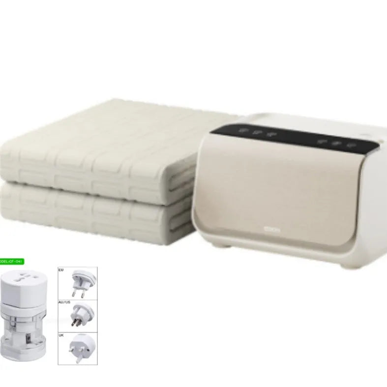 White Aideng electric water blanket with smart host unit in 1.4×2m and 1.8×2m size options