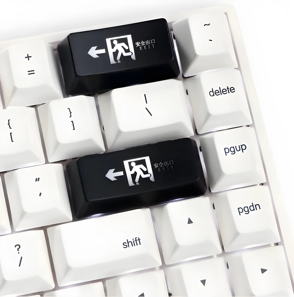 Transparent mechanical keyboard safety evacuation exit backspace keycap with wired USB connection