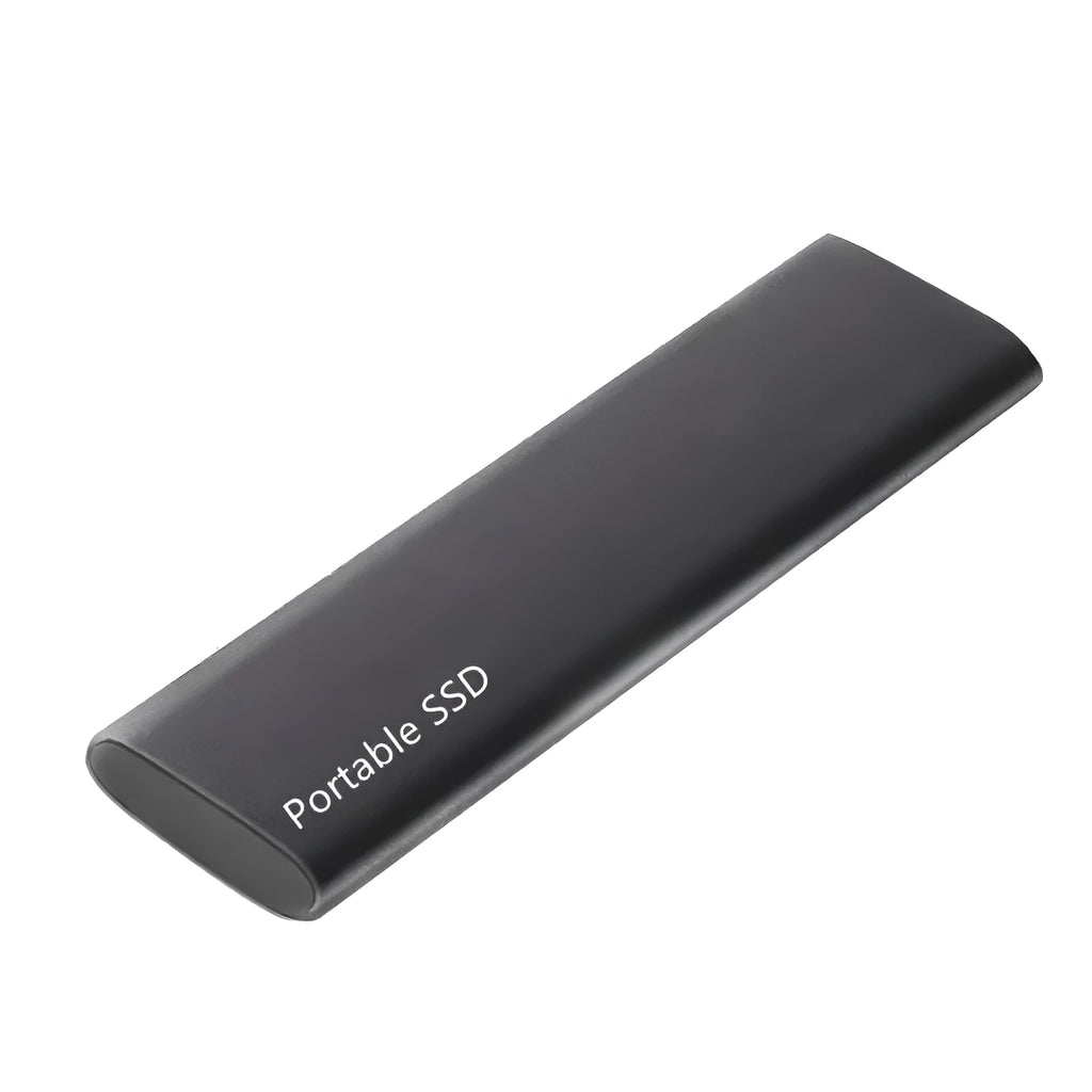 Ultra-thin metal mobile SSD external hard drive in red, black, blue, and silver colour options.
