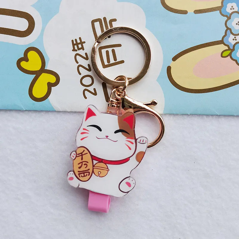 Lucky Cat plastic cartoon certificate sleeve set with ferrule pendant in decorative styles