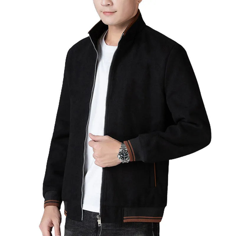 Men's gray fleece sports jacket with long sleeves and a chest pocket.