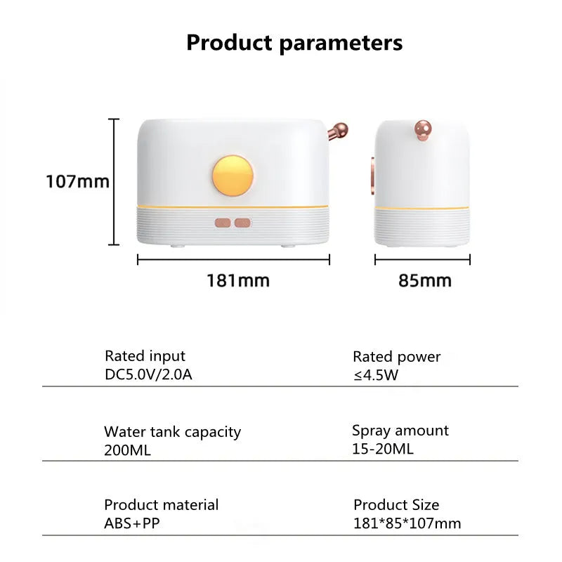 Simulation flame USB humidifier with 200ml water tank in black, green or white colours
