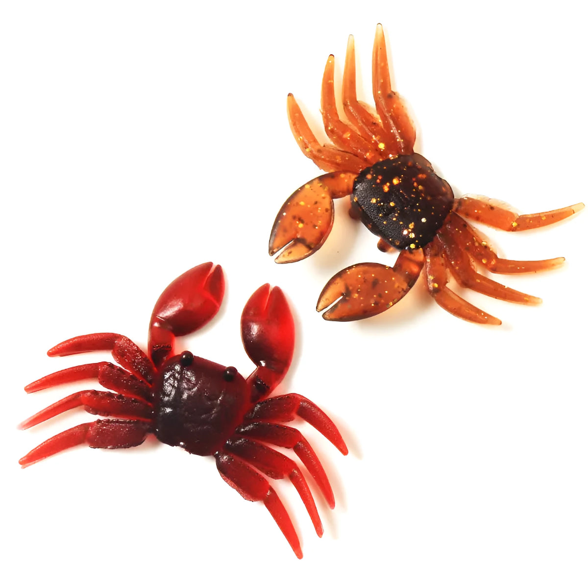 PVC software artificial crab fishing lure in red and brown colours, measuring 8cm in length.