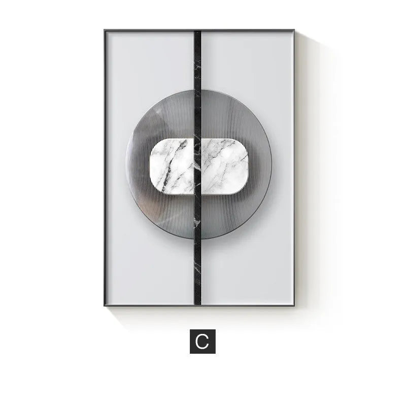 Abstract geometric pattern printed on a canvas wall art poster in a simple, modern style.
