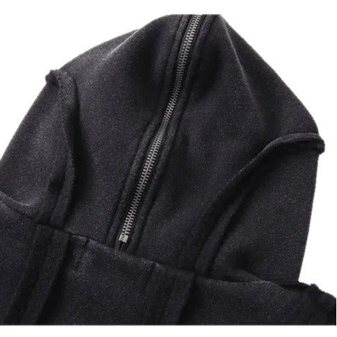 Black men's retro-style hooded coat with zip front and padded lining