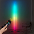 Black smart RGB atmosphere floor lamp with aluminium alloy body and silicone shade
